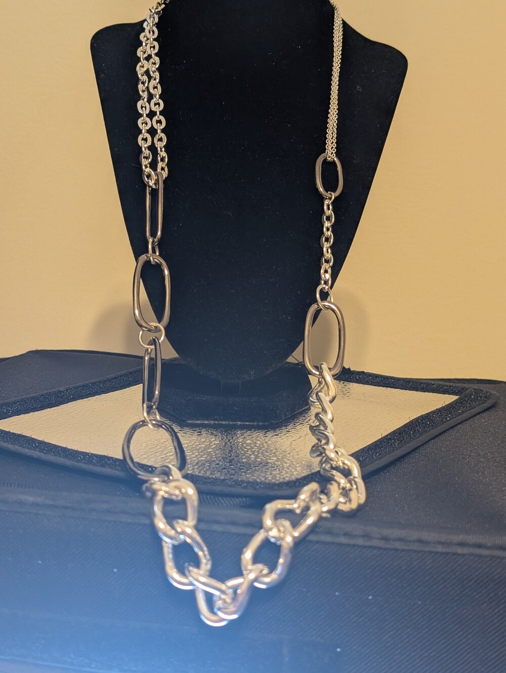 Long Chunky Chain Necklace - Mixed Metal Women’s Jewelry